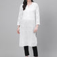 ADA Women White & Black Chikankari Embroidered Sustainable Handloom Kurta with Trousers | Swadesiicart