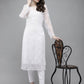 ADA Women White Ethnic Motifs Embroidered Regular Chikankari Handloom Kurta with Trousers | Swadesiicart