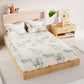 BIANCA Beige & Green Floral 186 TC King Bedsheet with 2 Pillow Covers - Swadesiicart