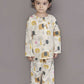 Breathables White Animal Print Cotton Nightsuit Set | Boys & Girls Kids Sleepwear