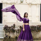 Lorenvalley Purple Pure Chanderi Plain With Zari Weaving Work Border Lehenga Choli | Swadesiicart