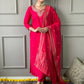 Partywear Designer Viscos Chanderi Red Stitched Suit With Dupatta - Tanisha | Swadesiicart