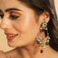 Nuyug 22K Gold Plated Crescent Kundan Drop Red Stone Chandbali Earrings | Swadesiicart