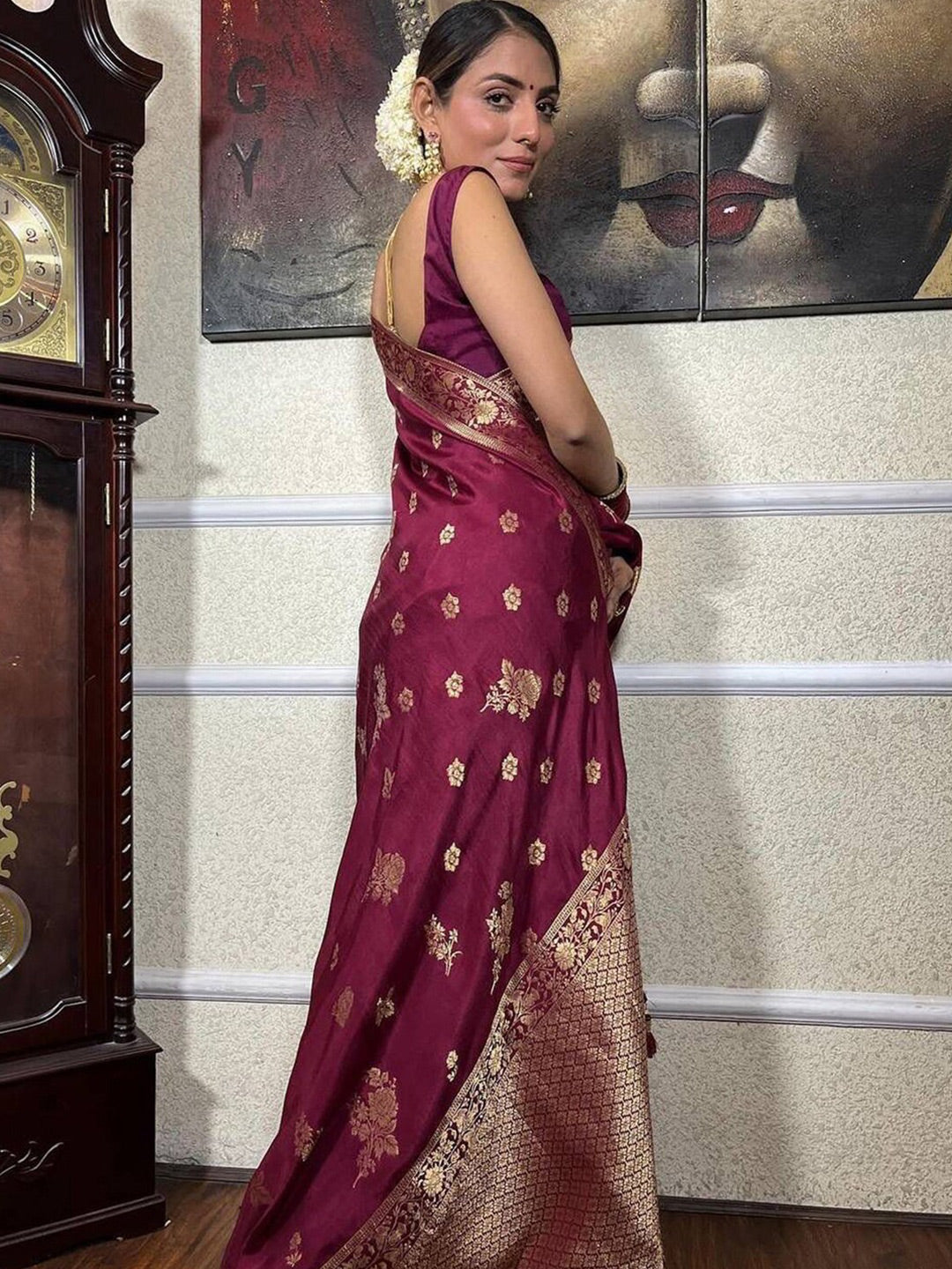 Kalini Woven Design Zari Banarasi Saree | Swadesiicart
