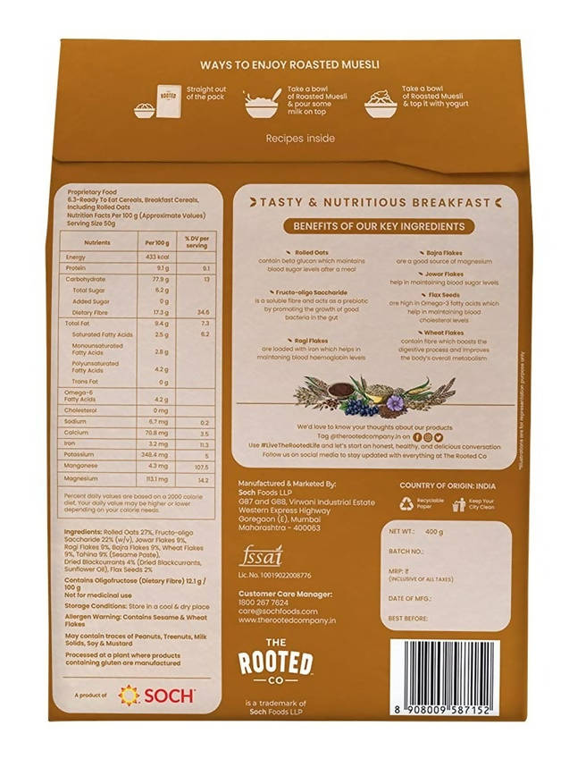 The Rooted Co Roasted Muesli Multi Millet - Swadesiicart