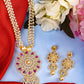 Saraf RS Jewellery Gold-Polished White & Pink American Diamond Studded & Beaded Handcrafted Set