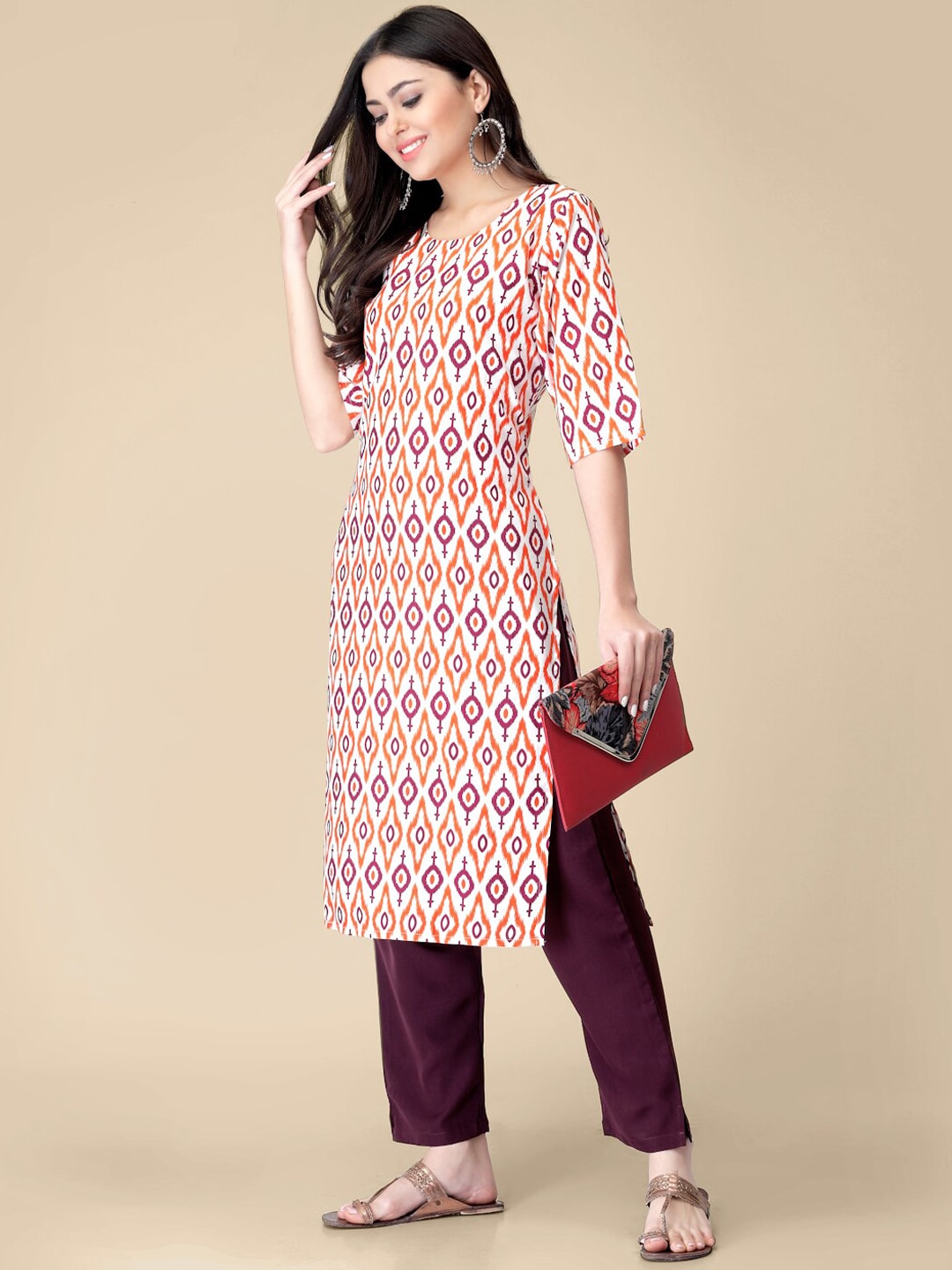 Kalini Geometric Printed Printed Regular Kurta with Trousers - Swadesiicart