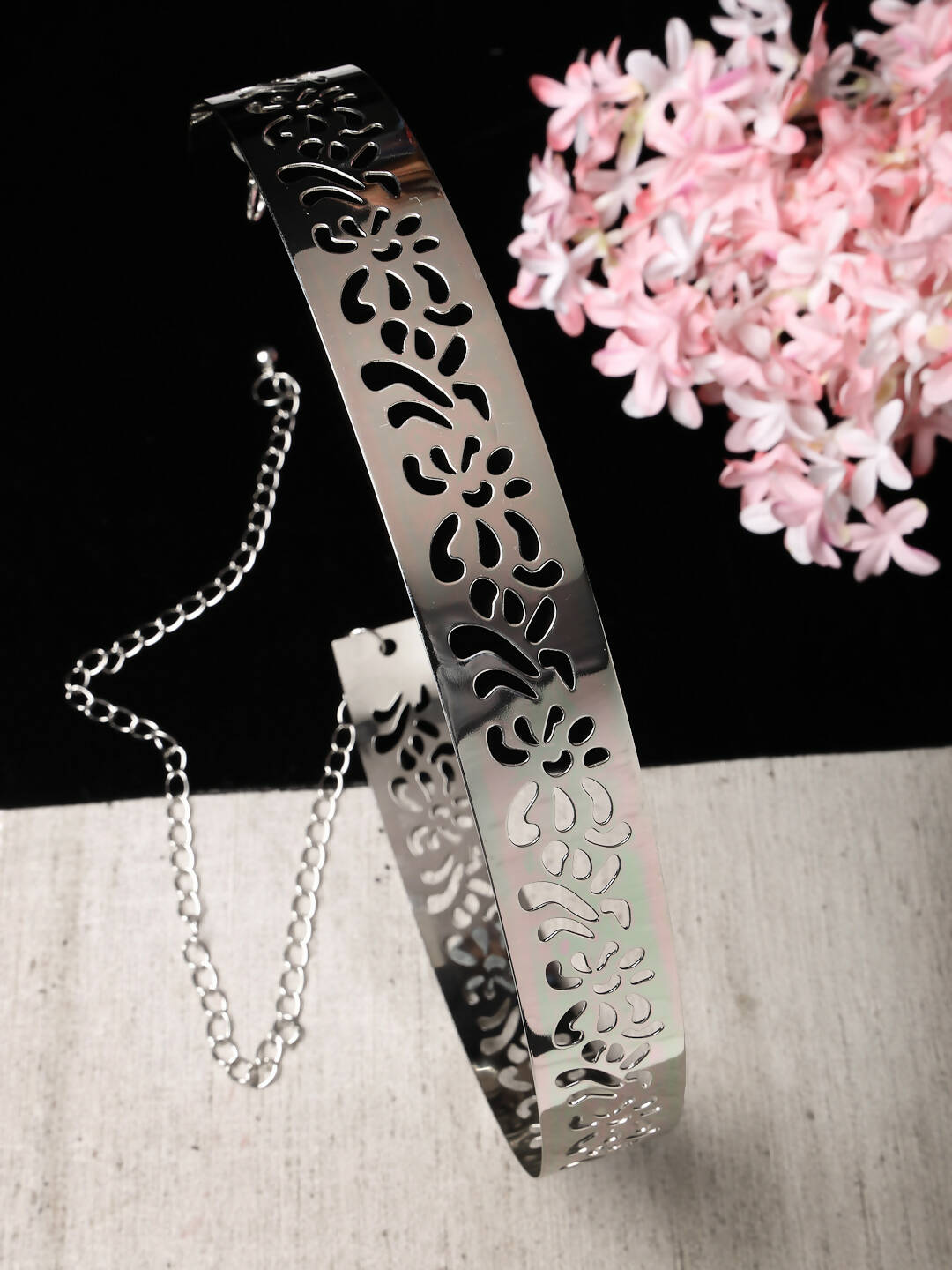 NVR Women Circular Silver Plated Adjustable Broad Belt | Swadesiicart