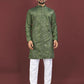 Anaita Dark Green Embroidered Silk Straight Kurta