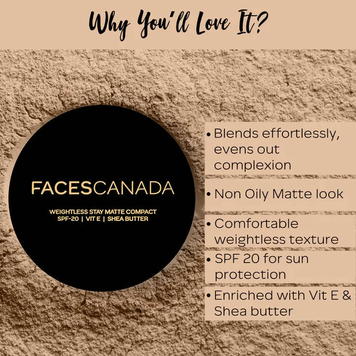 Faces Canada Weightless Stay Matte Compact SPF20-Beige 03 - Swadesiicart
