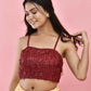 Amodini Designer Studio Maroon Sequined Strap Padded Blouse