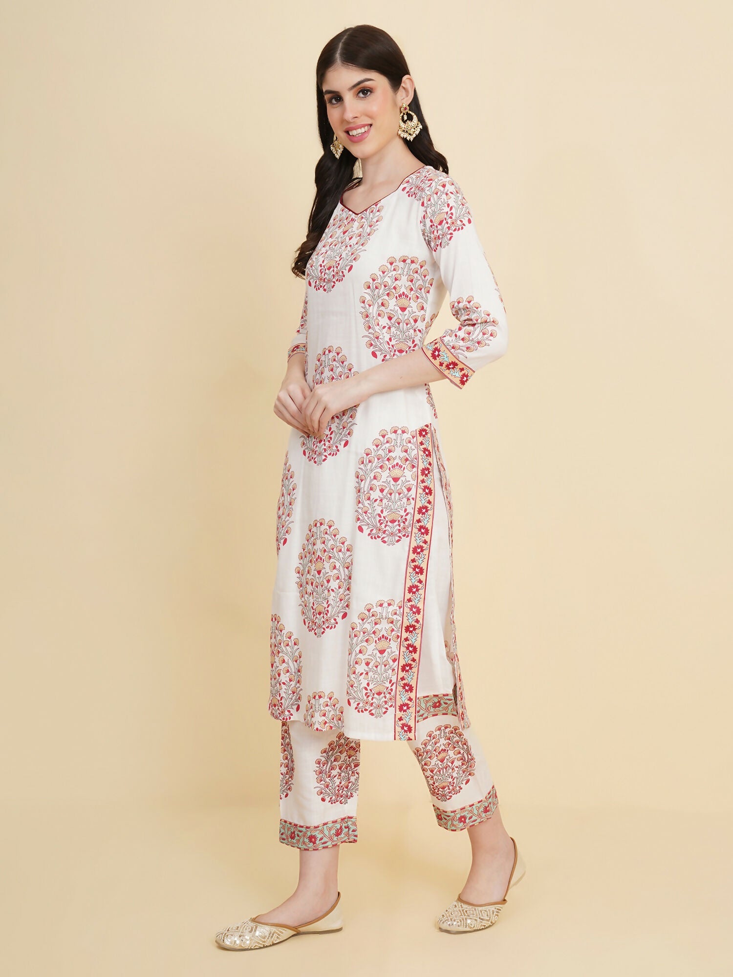 Designer Stylish White cotton Stitched Suit With Dupatta - Tanisha | Swadesiicart