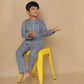 Breathables Kids Cotton Giraffe Print Night Suit | Kurta & Pants Co-Ord Set | Full Sleeves | Boys & Girls Nightwear & Loungewear – Grey