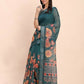Shree Shyam Fashion Linen Cotton Teal Blue Saree