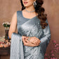 Aafreen Partywear Designer Grey Rangoli Silk Fancy Saree