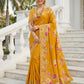 Aastha Fashion Mustard Premium Russian Silk Designer Floral Position Print Saree