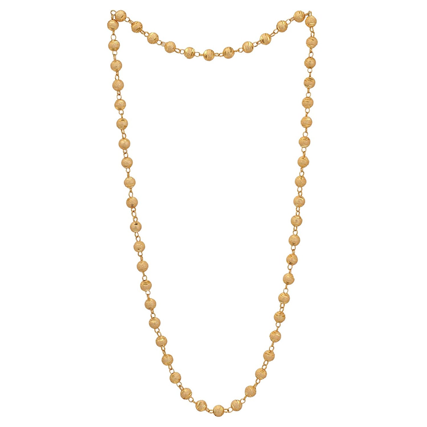 Gold-Polished Alloy Brass Beaded Matarmala Chain - The Pari | Swadesiicart