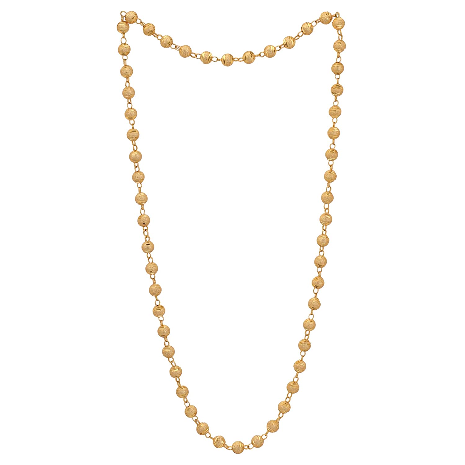 Gold-Polished Alloy Brass Beaded Matarmala Chain - The Pari | Swadesiicart