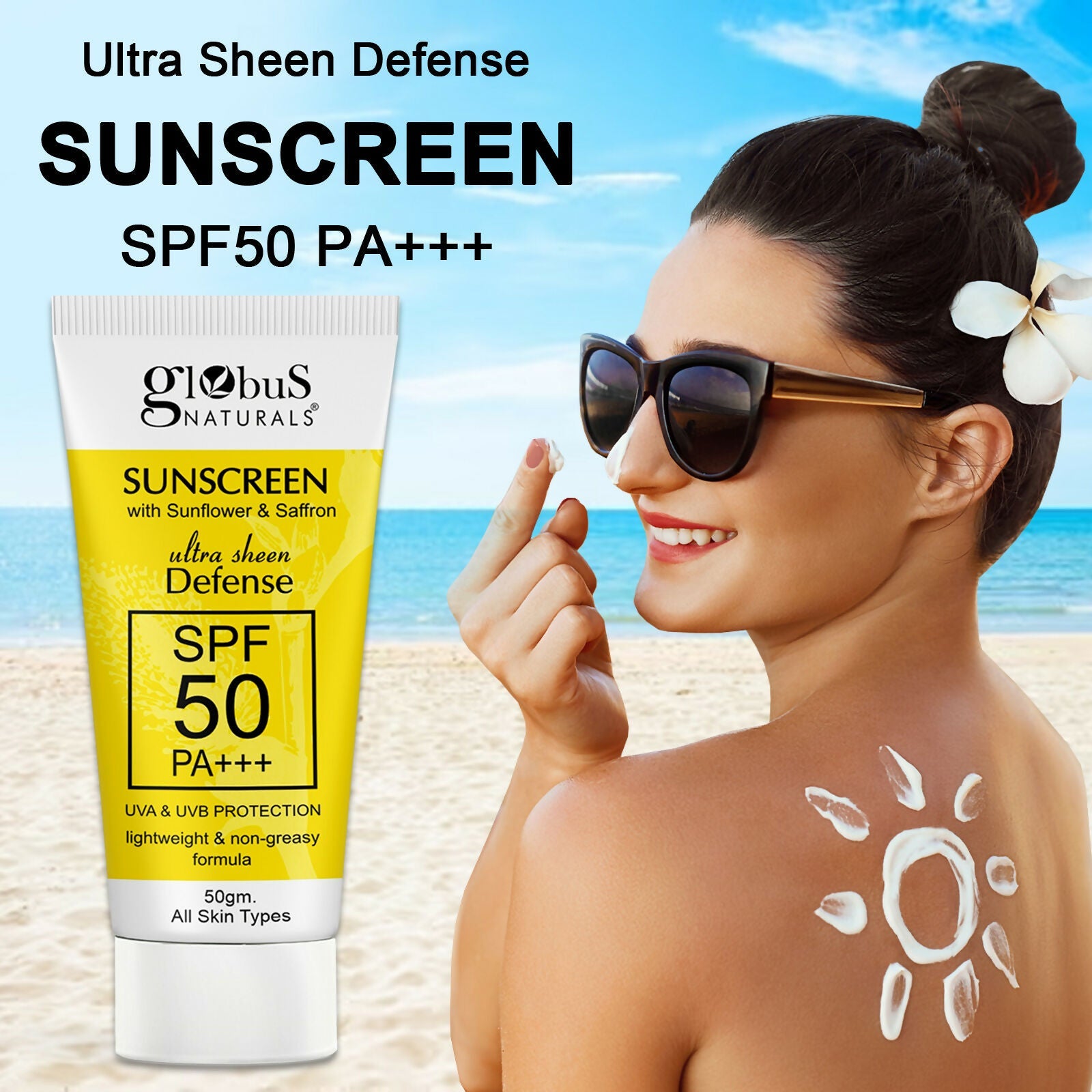 Globus Naturals Sunscreen with Ultra Sheen Defense | Swadesiicart