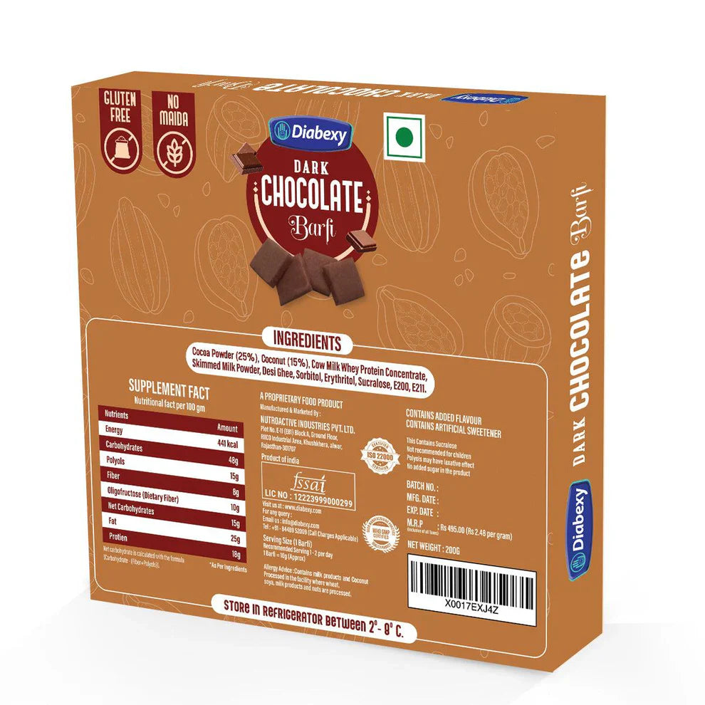 Diabexy Desi Ghee Chocolate Barfi | Swadesiicart