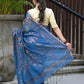 Beatitude Blue Cotton Floral Jamdani Saree