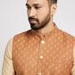 Ethnic India Brown Bundi Men's Jacket Abstract Blended | Swadesiicart