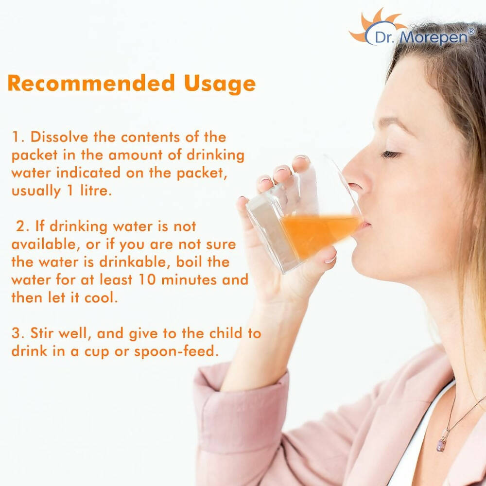 Dr. Morepen Premium ORS Drink With Electrolytes for Instant Hydration Orange Flavour | Swadesiicart