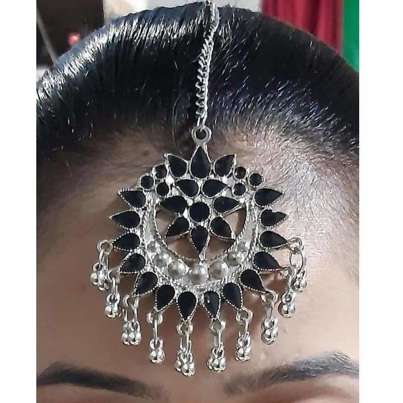 MS Fashion India Black Color Kundan Maang Tikka | Swadesiicart