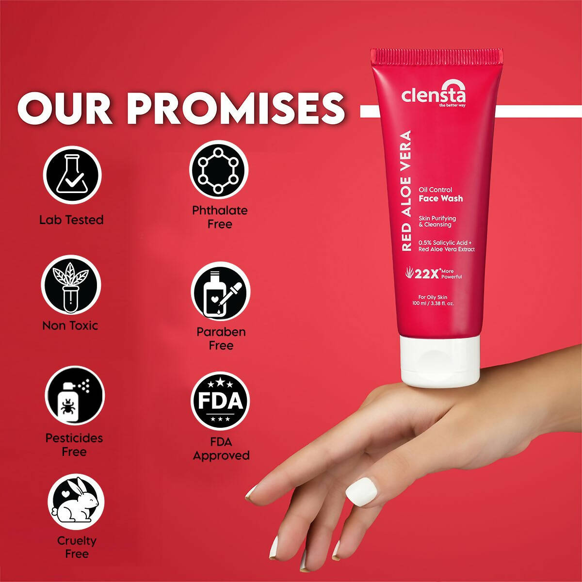 Clensta Red Aloe Vera Oil Control Face Wash - Swadesiicart