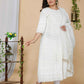 Miravan Women's Plus Size Beige Chikankari Thread Work Anarkali Kurta With Dupatta | Swadesiicart