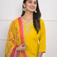 Yellow Viscose Silk Embroidery with Thread and sequence Stitched Suit With Dupatta - Tanisha | Swadesiicart