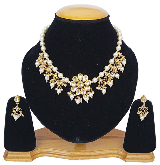 Joban Fashion White kundan work Necklace Set | Swadesiicart