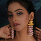 Long Layered Earrings with Elephant Motifs (Pink) - Ruby Raang - Ruby Raang Studio