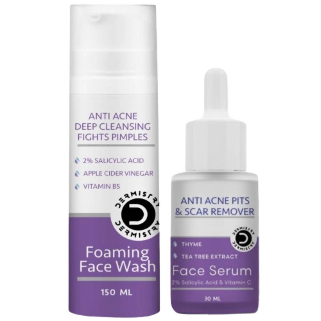 Dermistry Salicylic Acid Anti Acne Face Serum & Anti Acne Foaming Face Wash - Swadesiicart