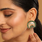 Nuyug 22K Gold Plated Faux Emerald Stone Studded Contemporary Shaped Studs | Swadesiicart