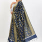 Mominos Fashion Moeza Women's Banarsi Silk Floral Woven Design Navy Blue Dupatta - Swadesiicart