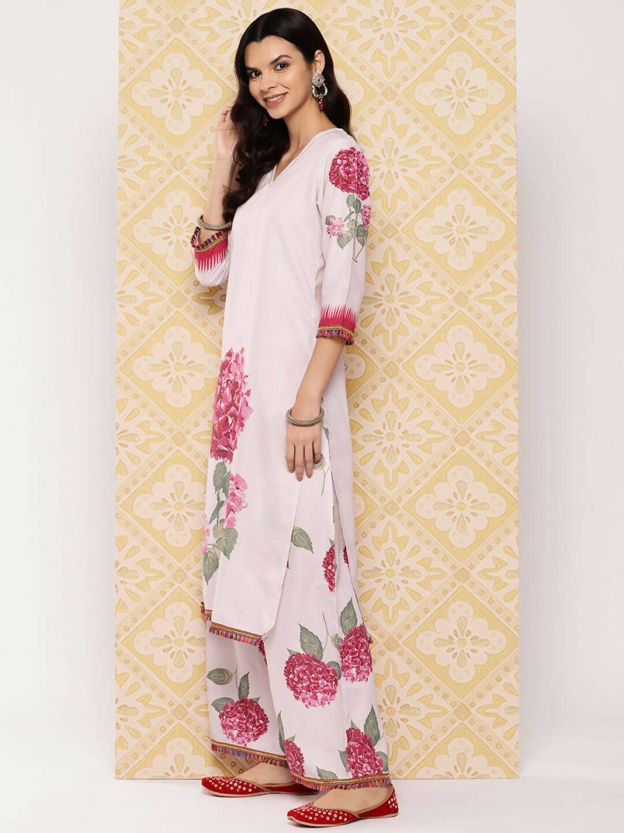 Ahalyaa Women's Traditional wear Kurta Set - Beige | Swadesiicart