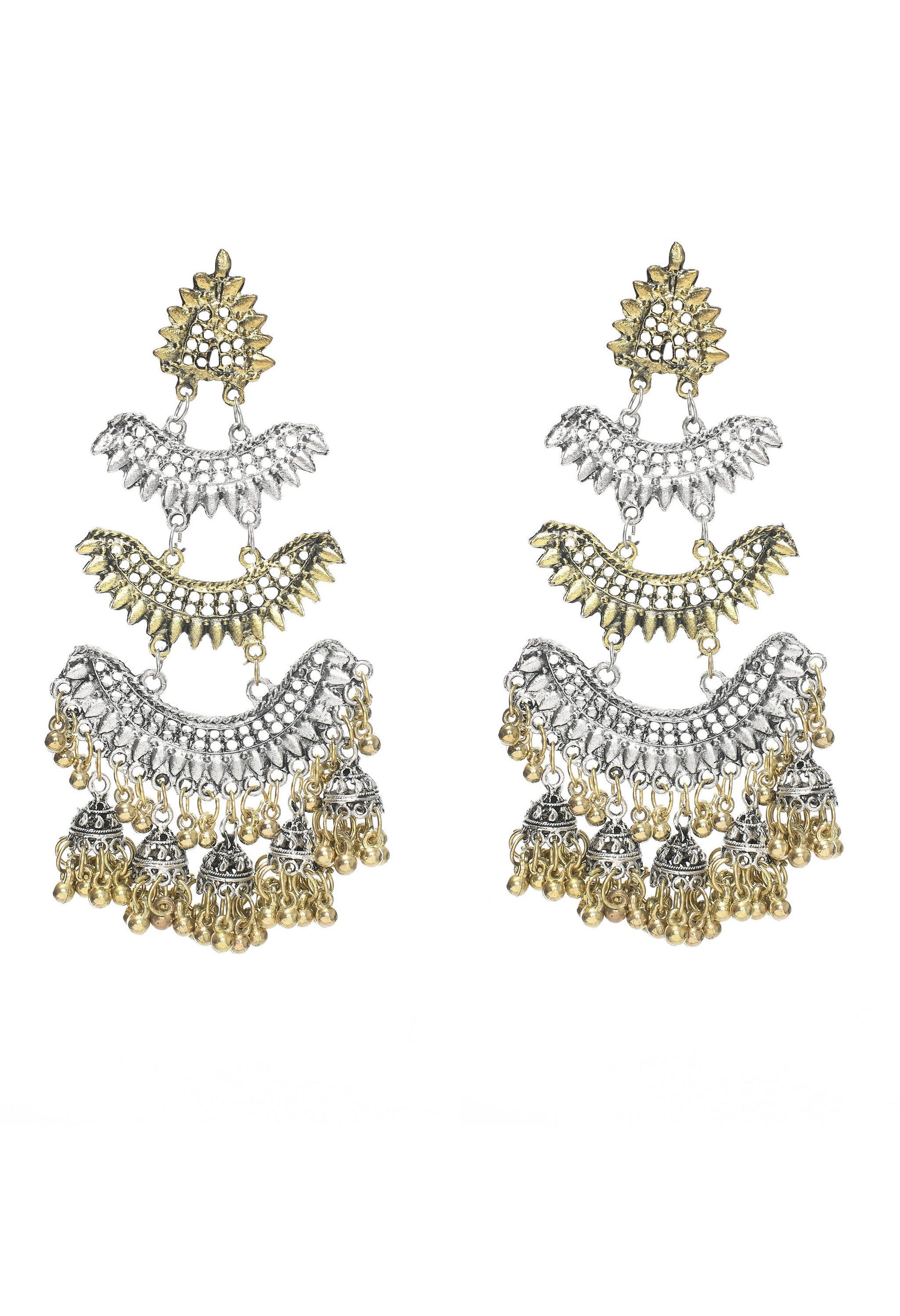 Mominos Fashion Johar Kamal Beautiful Silver & Gold Earrings - Mominos Fashion
