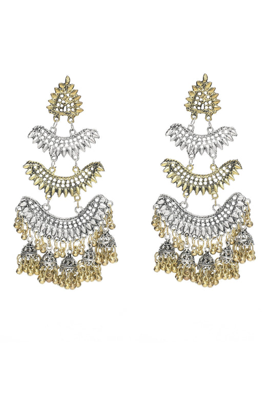 Mominos Fashion Johar Kamal Beautiful Silver & Gold Earrings - Mominos Fashion
