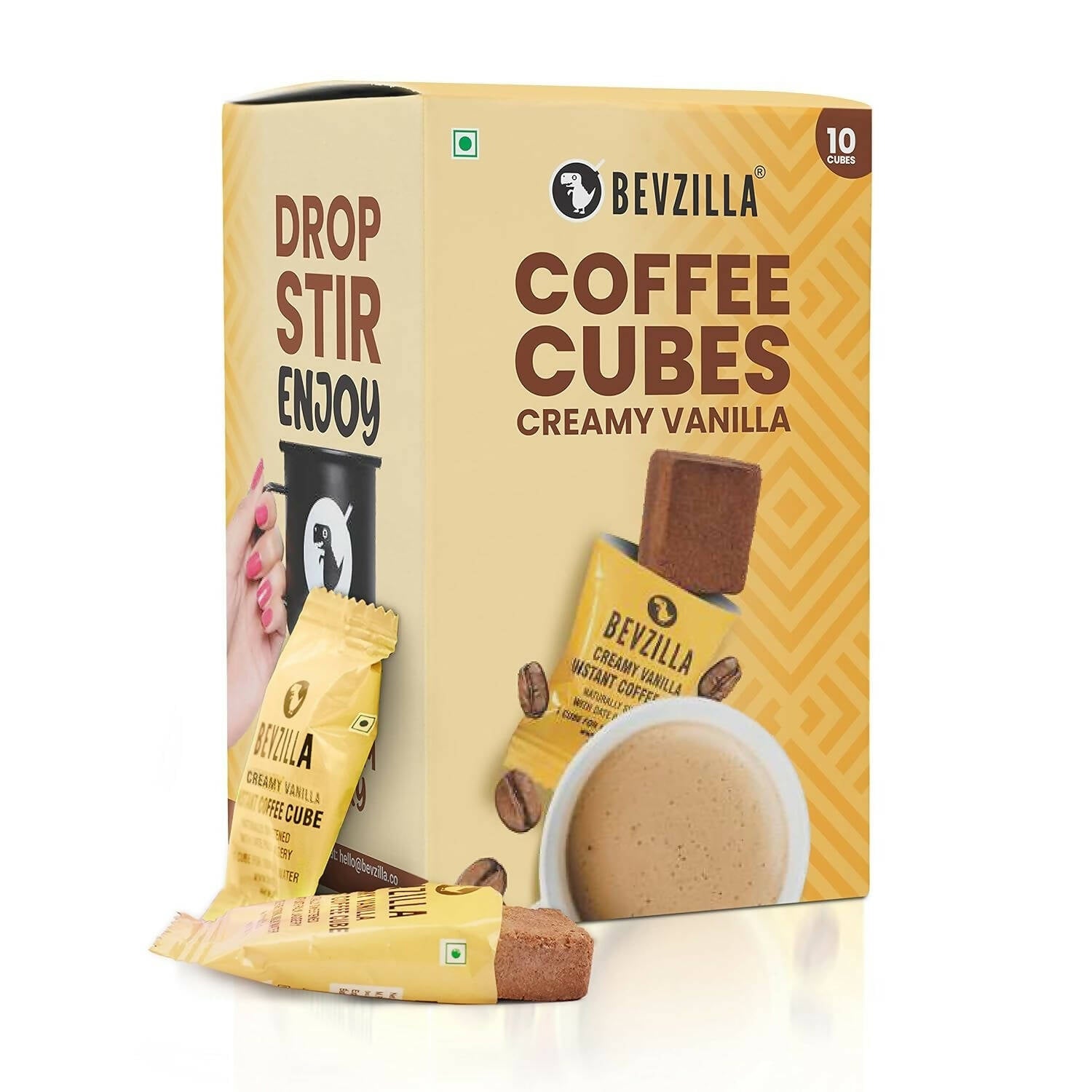 Bevzilla Instant Coffee Cubes Pack with Organic Date Palm Jaggery - Creamy Vanilla | Swadesiicart