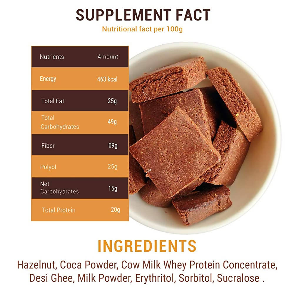NutroActive Desi Ghee Barfi Hazelnut Chocolate | Swadesiicart