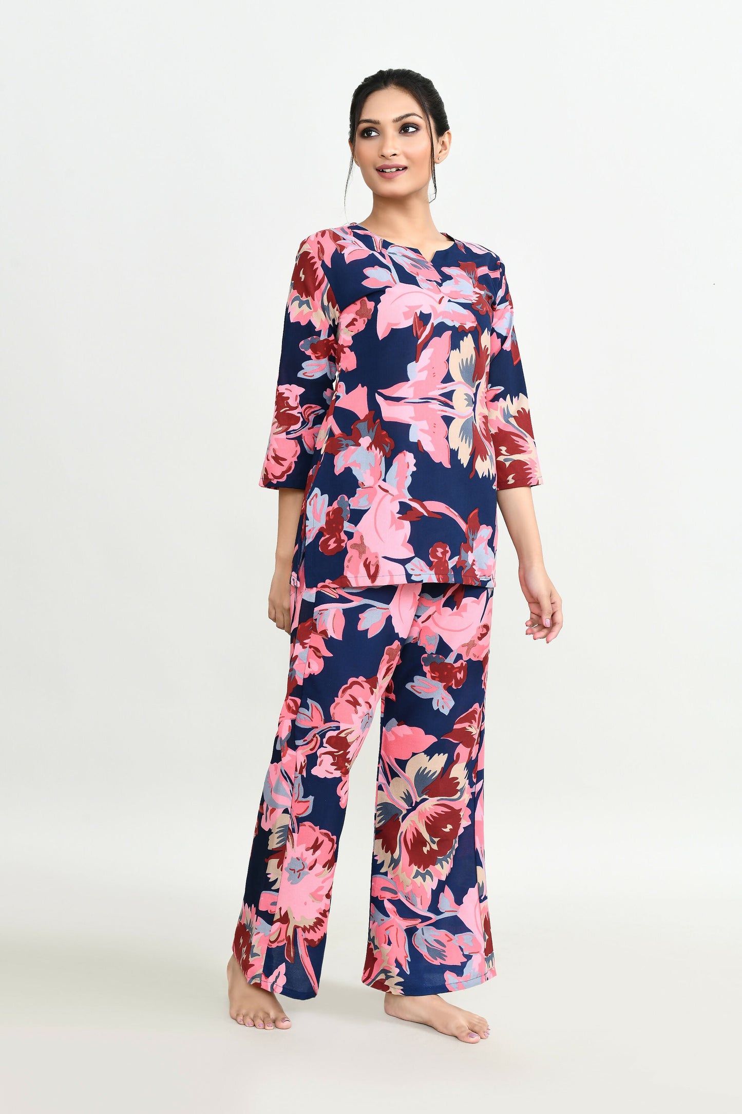 Joban Fashion Beautiful N.Blue & Pink Cotton Cod Set - Swadesiicart