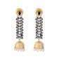 Nuyug 22K Gold-Plated Blue Onyx & Pearl Studded Dome Shaped Jhumkas | Swadesiicart