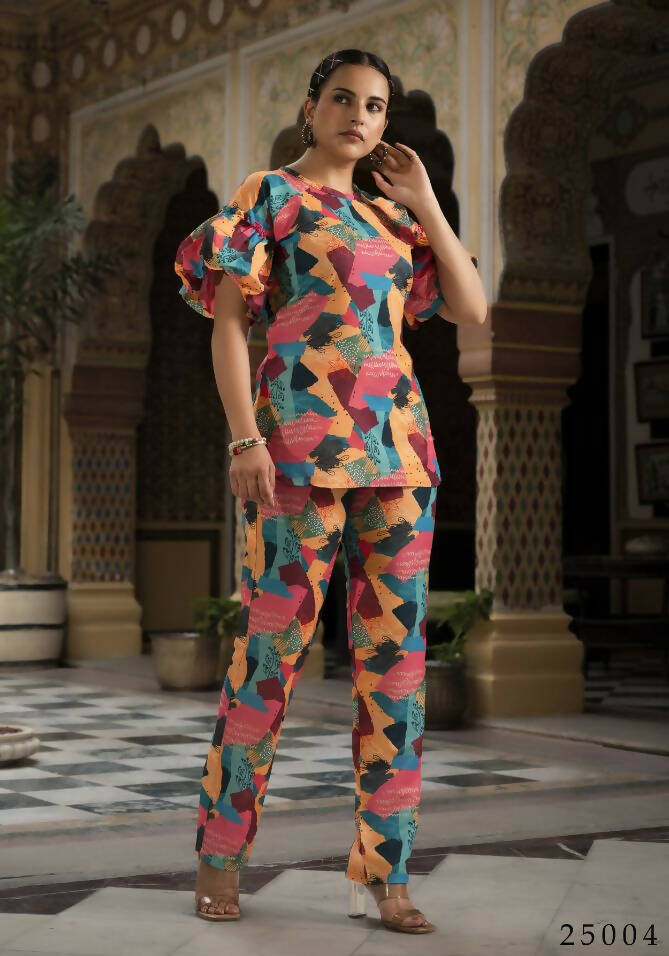 Women's Casual Fashionable Multi Muslin co-ord set - Rooh - Swadesiicart