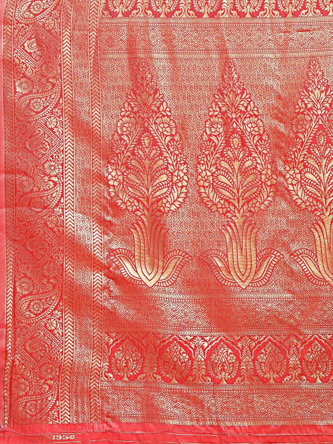 Astita Aura Silk Cream Red Banarasi Silk Saree | Swadesiicart