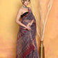 Very Much Indian Pure Kota Cotton Handblock Printed Saree - Grey | Swadesiicart