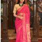 Very Much Indian Handloom Pure Cotton Paithani Radhakrishna Pallu-Rani Pink | Swadesiicart