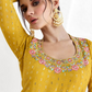 Lorenvalley Fashion Yellow Chinon Embroidery with Sequince Work Salwar Lehenga Stitched | Swadesiicart