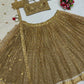 Jyoti Fashion Women's Beige Butterfly Net Sequins with Thread Embroidered Designer Lehenga Choli Set | Swadesiicart