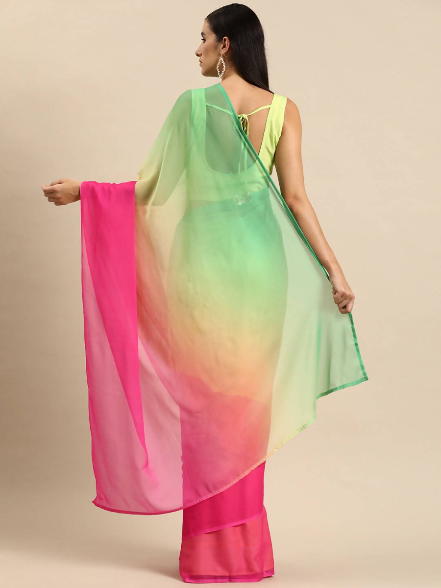 Ahalyaa Women's Traditional Semi Stitch Saree - Pink | Swadesiicart